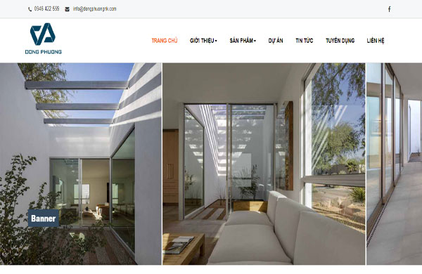 mẫu thiết kế website nhôm kính độc đáo